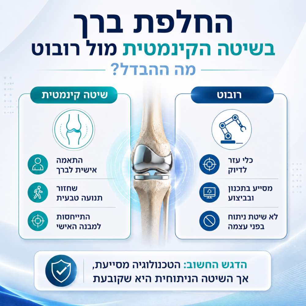 החלפת ברך בשיטה הקינמטית מול רובוט - מה ההבדל